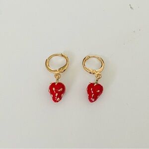 Strawberry Charm Hoop Earrings